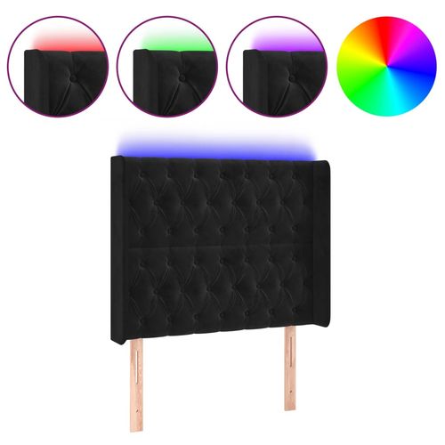 Zagłówek do łóżka z LED, czarny, 93x16x118/128 cm, aksamit na Arena.pl