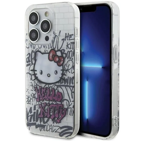 Etui Hello Kitty IML Kitty On Bricks Graffiti na iPhone 14 Pro - białe zdjęcie 1
