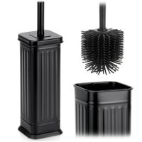 Szczotka Silikonowa Toaletowa WC Pojemnik Stojak Ociekacz Czarna Łazienkowa