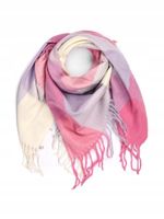 Versoli - miękka i ciepła chusta z frędzlami krata róż fiolet beż 18# HIT