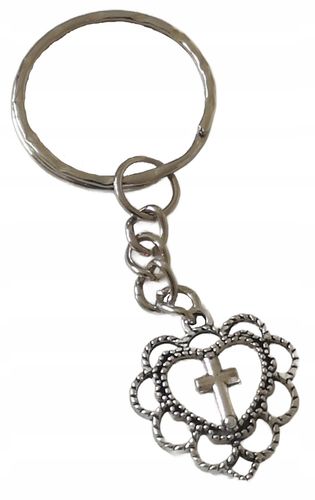 Breloczek Serduszko z Krzyżykiem Krucyfiks Brelok dla Wierzących I Pamiątka na Arena.pl