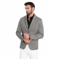 Marynarka męska casual w delikatną kratkę szara V2 OM-BLZB-0116 L