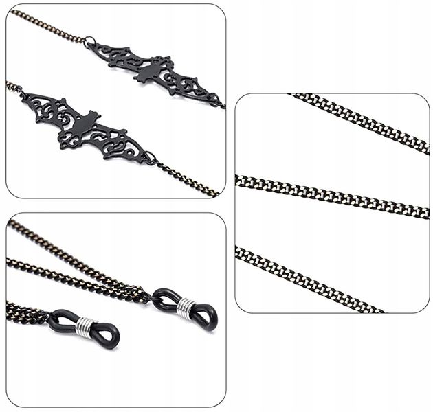 Elegancki Łańcuszek Do Okularów Czarny Metalowy zdjęcie 7