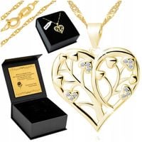 ZŁOTY ŁAŃCUSZEK Z SERDUSZKIEM AŻUROWYM, PREZENT DLA ŻONY NA ROCZNICĘ ŚLUBU