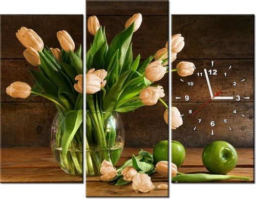 90CM 70 ZEGAR 3 ELEM RDZAWE TULIPANY SCIENNY DRUK na Arena.pl