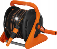 STOJAK Z WĘŻEM OGRODOWYM WĄŻ 20M+2M 1/2" ZWIJANY PVC RĘCZNA KORBKA SOLIDNY