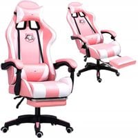 FOTEL BIUROWY GAMINGOWY KRZESŁO OBROTOWE DO BIURKA EKO SKÓRA Z PODNÓŻKIEM