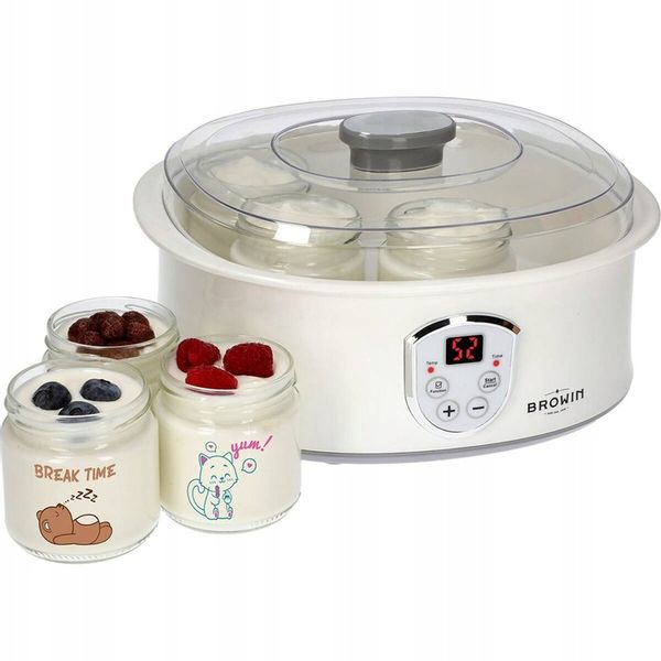 Zestaw Jogurtownica BROWIN 1,3L 20W termostat + 13 x SŁOIKI - 20-60 C TIMER zdjęcie 3