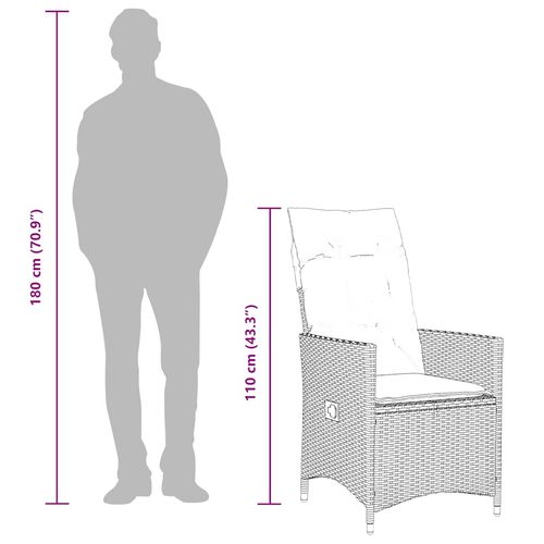 3-częściowy zestaw bistro z poduszkami szary polirattan na Arena.pl