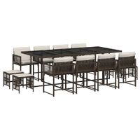 13-cz. zestaw mebli do ogrodu, poduszki, brązowy, rattan PE