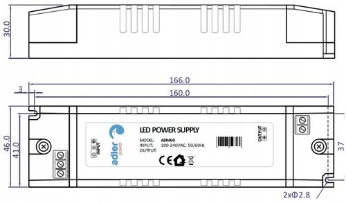 zasilacz CV 12V/60W plastic ze złączem śrubowym z zaślepką na Arena.pl