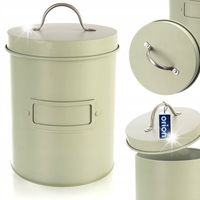 POJEMNIK PUSZKA METALOWA ZIELONA 1.3L NA SYPKIE PRODUKTY Z POKRYWKĄ