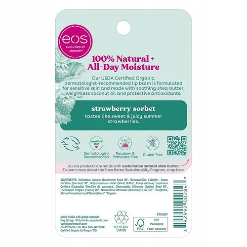 Naturalny balsam do ust Eos sorbet truskawkowy. na Arena.pl