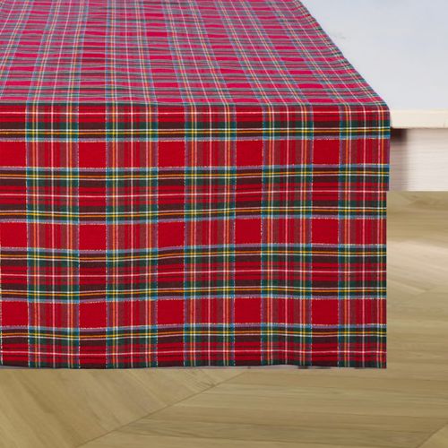 Bieżnik Świąteczny w czerwoną kratę Boże Narodzenie ze złotą nitką 200cm na Arena.pl