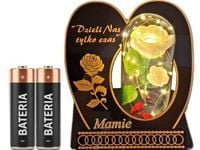 MAMA MAMIE ZNICZ LAMPION NA GRÓB SKOS RÓŻA BIAŁA+LEDY