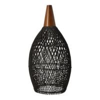 Rustykalna rattanowa lampa wisząca - 25cm (czarny kolor)