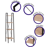 ALTE R1 REGAŁ, PÓŁKI,  CZARNY / DĄB SONOMA NA KSIĄŻKI