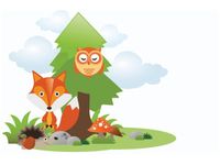 60X40CM SOWA LISKIEM JEŻ OBRAZ