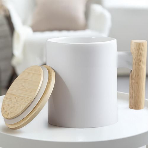 Kubek z nadrukiem - 330ml bambusowa pokrywka i uszko na Arena.pl