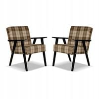 Fotel PRL zestaw retro vintage SOLER Family Meble krata brązowo - beżowa