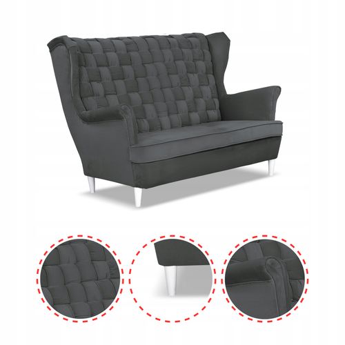 Sofa uszak Carol grafit skandynawska kanapa 2-os. sprężynach na Arena.pl