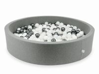 Suchy basen szary 130x30 z piłeczkami 600 sztuk (białe, perłowe, metaliczny grafit)