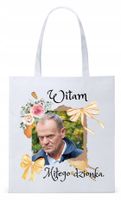 Donald Tusk Platforma Torba Eco Biała Shopper Z Nadrukiem Ze Zdjęciem