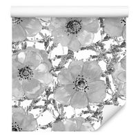 Tapeta do sypialni czarno-białe maki rośliny kwiat