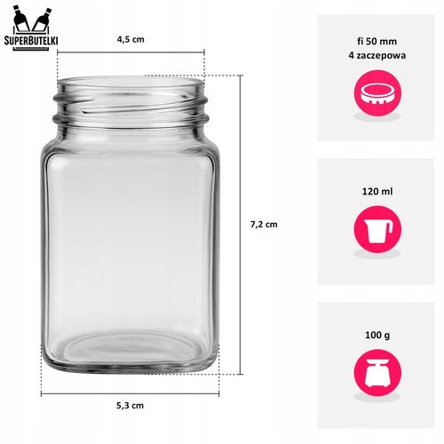 24x POJEMNIKI NA PRZYPRAWY DŻEM SŁOICZKI SZKLANE SŁOIKI 120 ml 80x na Arena.pl