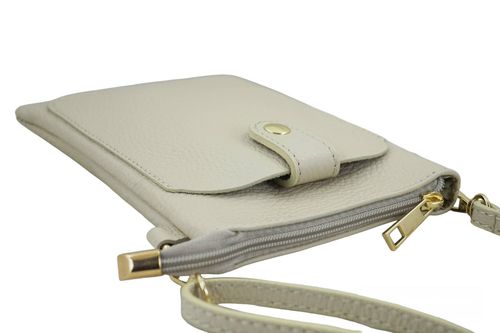 Torebka skórzana / etui na telefon - Beżowe jasne na Arena.pl