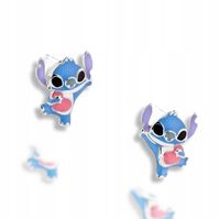 Pr.925 Srebrne bajkowe kolczyki Stich z serduszkiem -HIT kolorowy Stitch