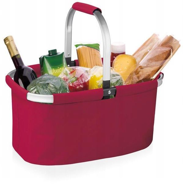 KOSZ KOSZYK SKŁADANY NA ZAKUPY PIKNIK CZERWONY zdjęcie 1