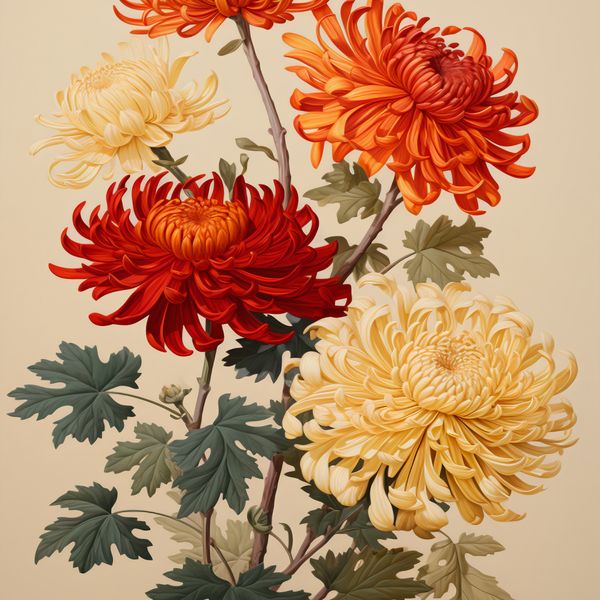 Plakat 60x60cm Tańczące Chryzantemy zdjęcie 1