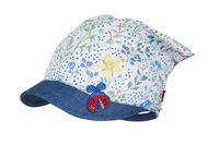 BROEL Fiorella czapka chustka z daszkiem kwiatki ciemny jeans 40-42