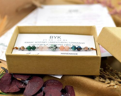 Bransoletka Znak Zodiaku BYK Naturalne Kamienie Zodiak na Arena.pl