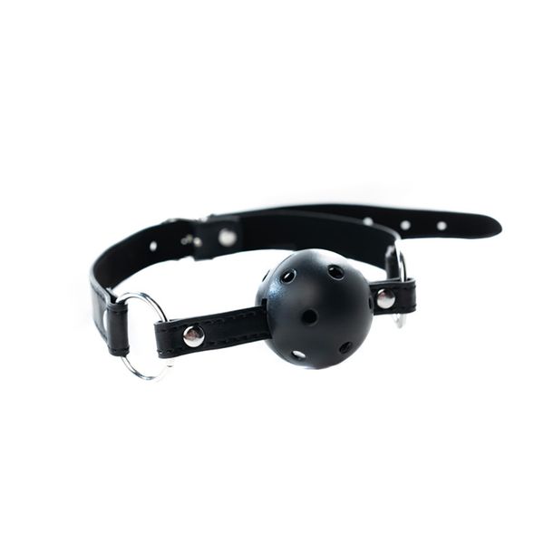 Black Breathable Ball Gag With AdjustableStrap. zdjęcie 2
