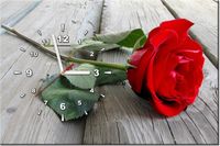 60CM 40CM ZEGAR OBRAZ RÓŻA DESKACH DRUK PŁÓTNO RAMA