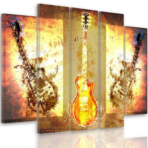 Obraz pięcioczęściowy na płótnie Canvas, pentaptyk typ B, Gitara 150x100 na Arena.pl