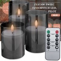ŚWIECZKI 3 DUŻE OZDOBNE ŚWIECE DEKORACJA ŚWIĄTECZNA LED STEROWANE PILOTEM