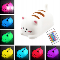 Silikonowa, multikolorowa lampka nocna dla dzieci POKKY Happy Kitty