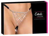 cottelli lingerie string z kryształkami, czarny, regulowany s-l