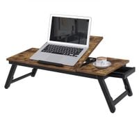 Stolik pod laptopa z szufladą 71x35x23 rustykalny brąz do łóżka loft