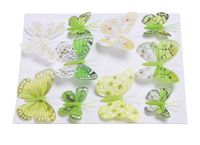 motyl na klipie 8cm/5cm 10szt.  mix  zielono/żółty  | 173cana8145