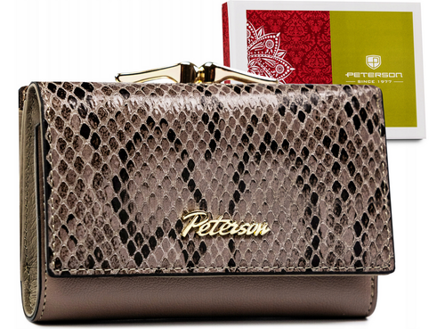 skórzany portfel damski z wężowym wzorem - peterson na Arena.pl