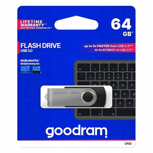 Pendrive 64GB GOODRAM Twister USB 3.0 czarny zdjęcie 6