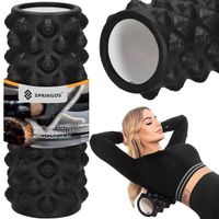 Wałek do masażu z wypustkami 33x10,5 cm roller piankowy, czarny