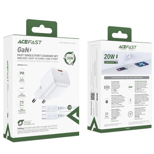 mini ładowarka sieciowa pd 20w gan + kabel usb-c biała na Arena.pl