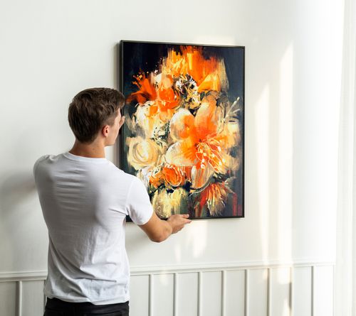 Plakat abstrakcja obraz kwiaty 30x40 cm w czarnej ramie na Arena.pl