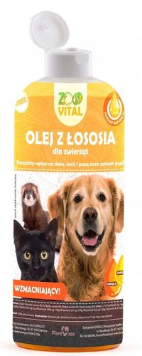 OLEJ Z ŁOSOSIA RYB SALMON OIL DLA PSA KOTA WITAMINY OMEGA3 500ML na Arena.pl
