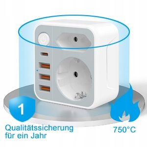 ŁADOWARKA TYP G Adapter podróżny 3USB+1USB-C, UK WTYCZKA zdjęcie 14